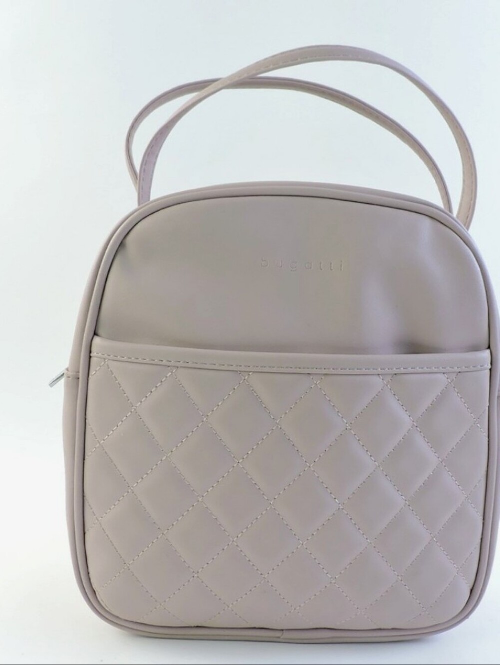 Bugatti Faux Leather Insulated Lunch Quilted Crossbody Bag in Light Taupe